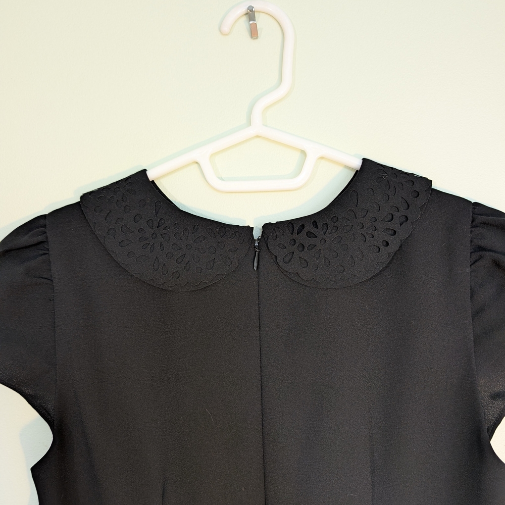 LOFT Black Mini Dress with Lace Collar
